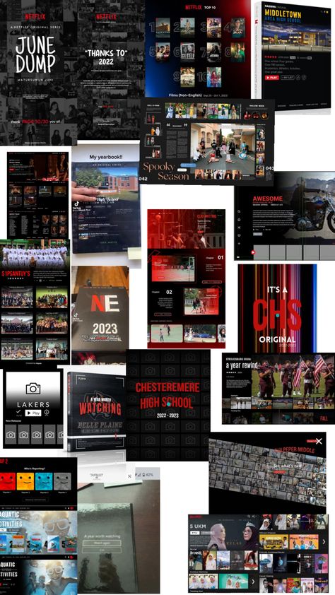 Netflix Yearbook Theme, Netflix Theme, 2025 Planning, Yearbook Club, Yearbook Spreads, Yearbook Layouts, Yearbook Themes, Yearbook Ideas, Yearbook Design