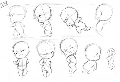 Anime Template, Chibi Body, Chibi Sketch, Drawing Faces, 캐릭터 드로잉, Chibi Drawings, Character Poses, Digital Painting Tutorials, Body Drawing