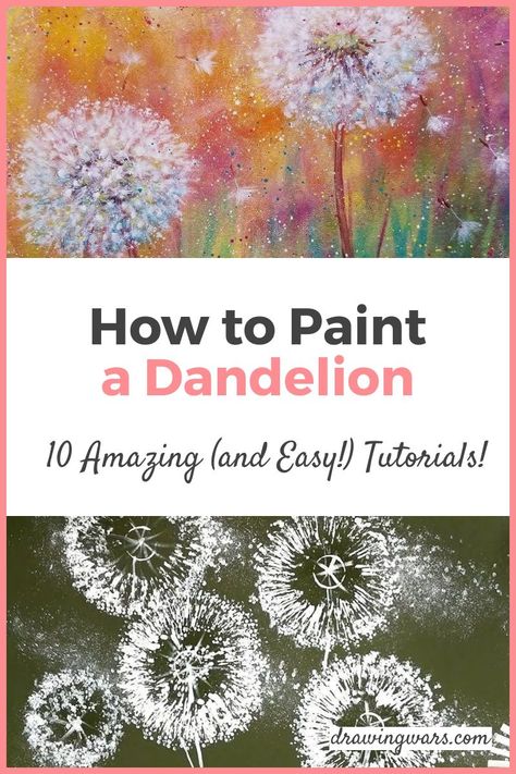 How To Paint Dandelions Acrylic, How To Paint A Dandelion Easy, Abstract Dandelion Painting, Dandelion Acrylic Painting Tutorial, Painting Dandelions Simple, How To Paint A Dandelion, How To Paint Dandelions, Dandelion Painting Acrylic, Dandelion Canvas Painting