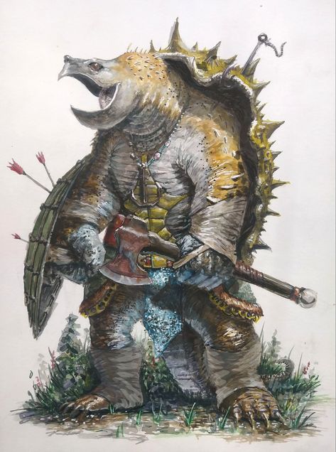 Tortle Barbarian, Tortle Dnd, Snapping Turtle, Fantasy Races, Dungeons And Dragons Characters, Manama, Fantasy Monster, Fantasy Creatures Art, Wow Art