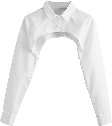 Cropped White Shirt, White Collared Shirt, Crop Top Outfits, Crop Blouse, Blouse Shirt, Crop Shirt, Long Sleeve Crop Top, Collar Shirts, Shirt Top