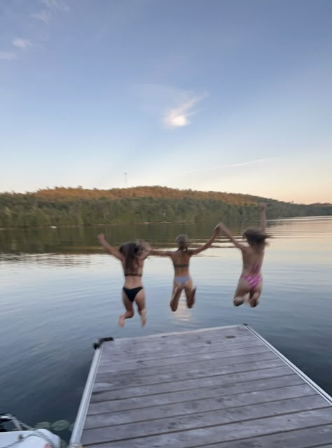 #summer #lake #aesthetic #swim #cottage #lakehouse #chalet #sunset #swimming #sun #friends #bestfriends Summer Lake Aesthetic, Sunset Swimming, Lake Aesthetic, Cottage Summer, Lake Swimming, I Miss Summer, Cabin Trip, Summer Vision Board, Cottage Lake