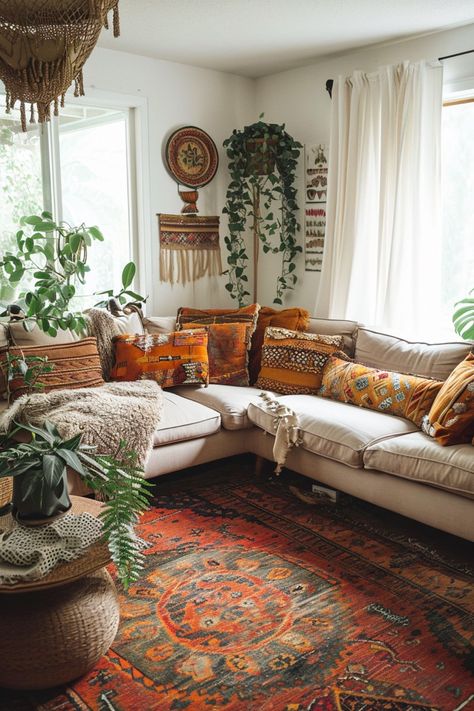 Blue Living Room Color, Boho Style Living, Earthy Living Room, Bohemian Living Room Decor, Earthy Home Decor, Boho Interior Design, Boho Living Room Decor, Chic Living Room, Bohemian Living Room