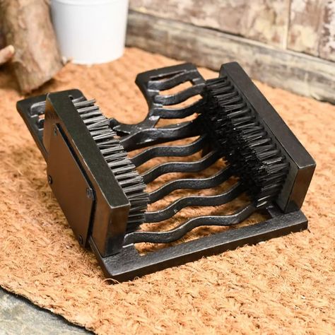 Simplistic three in one boot jack, brush and scraper finished in black Boot Jack, Boot Brush, Heavy Duty Boots, Muddy Boots, Hanging Basket Brackets, Gorgeous Fireplaces, Fireplace Set, Three In One, Farm Gifts