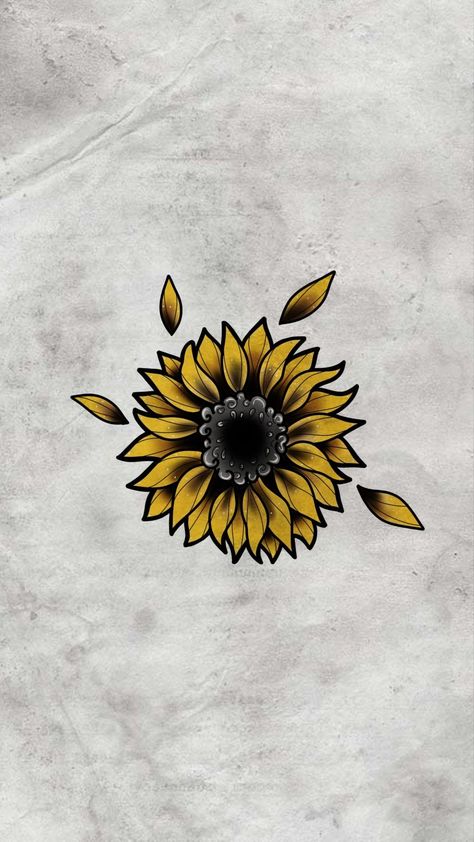 Black And Yellow Tattoo Design, Neo Traditional Sunflower Tattoo Design, Traditional Tattoo Sunflower, Traditional Sunflower Tattoo, Girasoles Tattoo, Traditional Sunflower, Yellow Tattoo, Colored Tattoo, Lion Art Tattoo