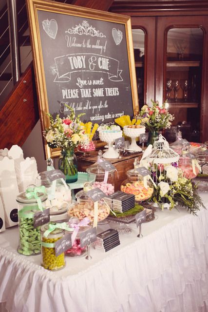 Photo 5 of 43: Vintage Garden / Wedding "Vintage Garden Wedding Lolly Table" | Catch My Party Vintage Garden Wedding Theme, Vintage Wedding Candy Bar, Vintage Candy Bars, Wedding Candy Table, Lolly Buffet, Vintage Garden Wedding, Candy Bar Wedding, Garden Theme Wedding, Wedding Sweets