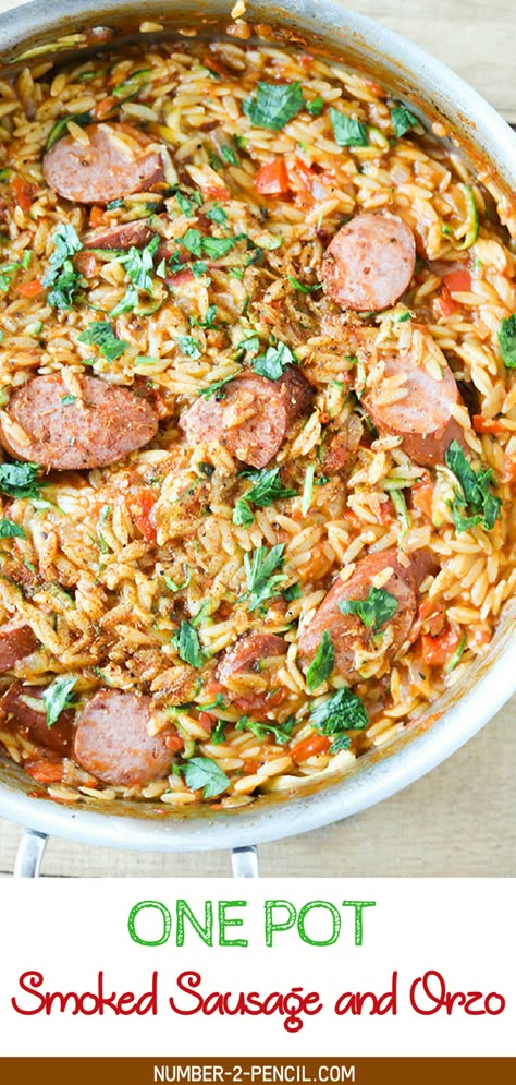 Sausage And Orzo, Smoked Turkey Sausage, One Pot Sausage, Turkey Sausage Recipes, Quick Meals To Make, Orzo Recipes, One Pot Recipes, One Pot Dinners, Pot Dinners