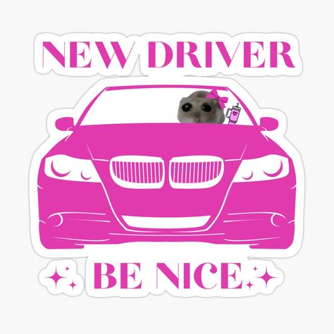 Get my art printed on awesome products. Support me at Redbubble #RBandME: https://www.redbubble.com/i/sticker/New-Driver-Be-Nice-Sad-Hamster-by-otyliadesign/159154843.EJUG5?asc=u New Driver Sticker, Driver Quotes, Hamster Sticker, Nice Stickers, Relatable Jokes, Insta Memes, Aura Quotes, Essay Writing Skills, Iphone Case Stickers