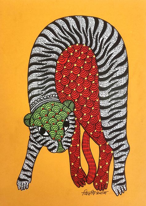 Gond - Indian Folk Art – Dailydesignist DCC Indian Animals, Pakistani Art, Gond Art, Indian Contemporary Art, Indian Traditional Paintings, Gond Painting, Contemporary Folk Art, Kerala Mural Painting, Mandala Art Therapy