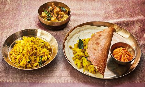 Vivek Singh: ‘Every Indian house has a tava, no matter how far you are from home’ | A cook’s kitchen Bienenstich Recipe, Vivek Singh, Herring Recipes, Masala Dosa Recipe, Cannelloni Recipes, Potato Filling, Veg Meals, Indian Breads, Onam Festival