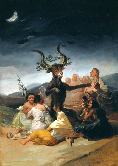 "Witches' Sabbath" Francisco de Goya - Artwork on USEUM Illustrated Encyclopedia, Witchcraft History, Parapsychology, Francisco Goya, The Secret History, Magic Book, Western Europe, Edgar Allan Poe, Woodstock