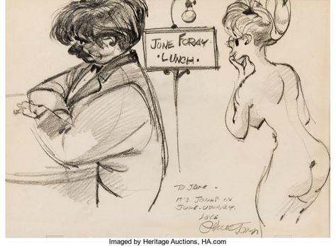 Animation Art:Production Drawing, June Foray Lunch Chuck Jones Illustr... Chuck Jones Sketches, Chuck Jones Drawings, Chuck Jones Art, Figure Anatomy, Sketch Studies, The Jersey Devil, Visual Library, Chuck Jones, Art Production