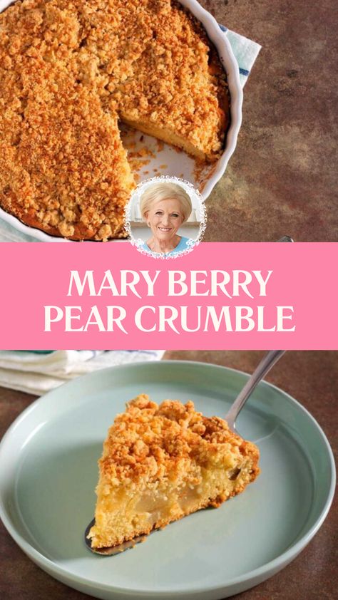 Mary Berry Pear Crumble Pear Crumble Recipe, Ripe Pears, Pear Crumble, Mary Berry Recipe, Chefs Table, Mary Berry, Cold Cream, Apple Crumble, Apple Desserts