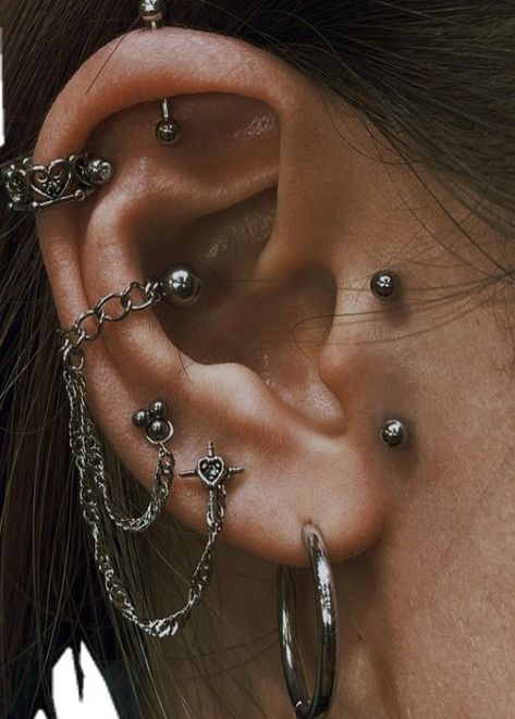 Ušný Piercing, Pretty Piercings, Cool Ear Piercings, Pretty Ear Piercings, Cute Ear Piercings, Edgy Jewelry, Cool Piercings, Piercing Inspo, Cute Piercings