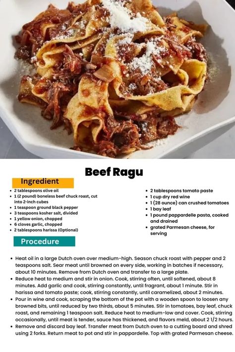 Slow-Cooked Beef Ragu with Pasta – Insta Cooked Beef Ragu Slow Cooker, Beef Ragu Recipe, Ragu Pasta, Fine Dining Menu, Beef Ragu, Pot Food, Freezer Recipes, Beef Dinners, Slow Cooker Pasta