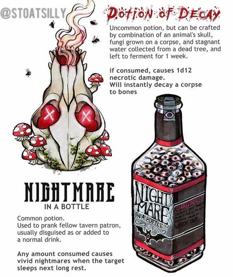 Potions Fantasy Art, Fantasy Potion Ingredients, Homebrew Potions 5e, Dungeons And Dragons Potions, Potion Ideas Dnd, D&d Potion, Dnd Potions Homebrew, Dnd Items Art, D&d Food