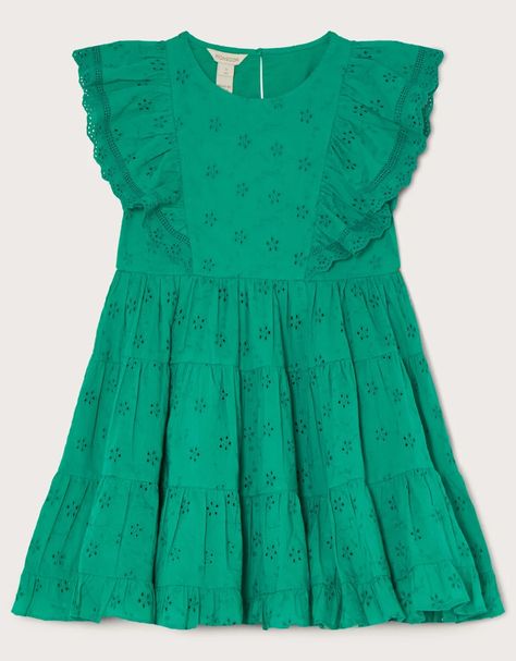 Monsoon Kids, Green Girl, Frill Dress, Kids Collection, Capped Sleeve Dress, Tiered Skirt, Kids' Dresses, Kids Clothing