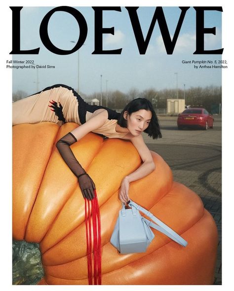 David Sims Eyes LOEWE FW 2022 Campaign with Anthea Hamilton Pumpkins 5,6,7 2022. Jeanne Cadieu, Anok Yai, Fw 2022, David Sims, Brand Campaign, Ralph Lauren Collection, Fashion Advertising, Winter 2022, British Artist