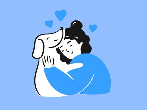 Flat Dog Illustration, Dog And Human Illustration, Happy Dog Illustration, Paw Illustration, Pets Illustration, Pet Branding, Dogs Hugging, Dog Accesories, Dog Illustrations