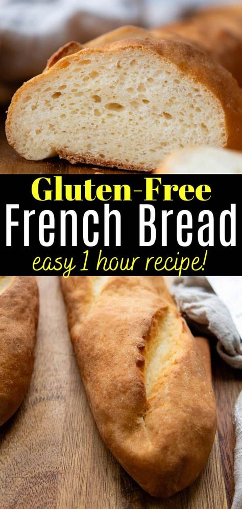 Crusty, Airy Gluten-Free French Bread (1 Hour) Bread 1 Hour, Gluten Free French Bread, Gluten Free Benefits, Homemade Gluten Free Bread, Gluten Free Sourdough, Gluten Free Recipes Bread, Free In French, Homemade Gluten Free, Gluten Free Eating