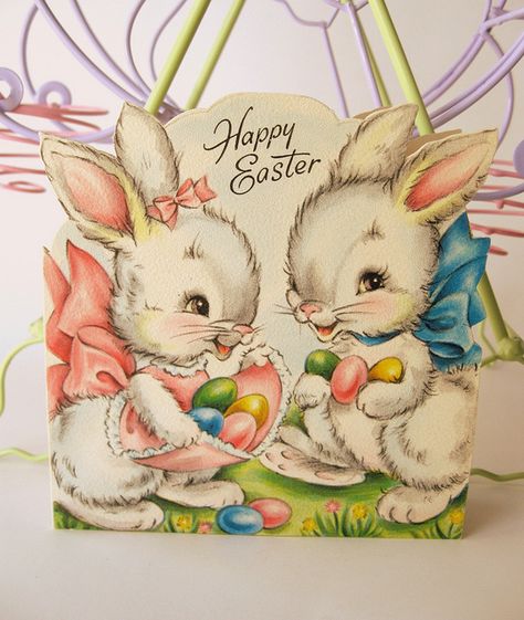 Easter Vintage, Easter Graphics, Vintage Easter Cards, Bunny Blue, Easter Illustration, Easter Images, Easter Parade, Easter Greeting Cards, Vintage Bunny