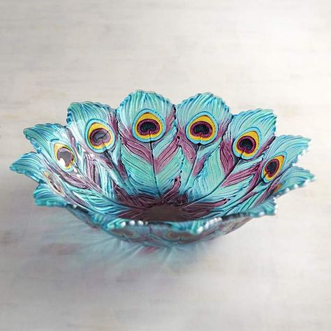 Really proud of what you’re serving? Then present it to guests in our artistic Glass Peacock Serving Bowl. Found only at Pier 1. Multicolor 11.25"Dia x 3"H.  Imports Glass Peacock Serving Bowl. #ad #CommissionLink Peacock Aesthetic, Peacock Room Decor, Peacock House, Peacock Crafts, Peacock Christmas, Feather Fashion, Peacock Theme, Peacock Colors, Peacock Decor