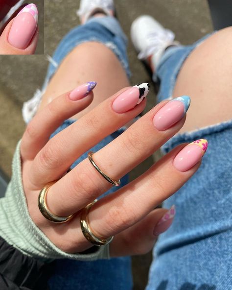 22 Nails, Match Nails, Mix Match Nails, Wedding Nail Art Design, Summer Nail Designs, Minimal Nails, Simple Acrylic Nails, Nail Art Wedding, French Tips