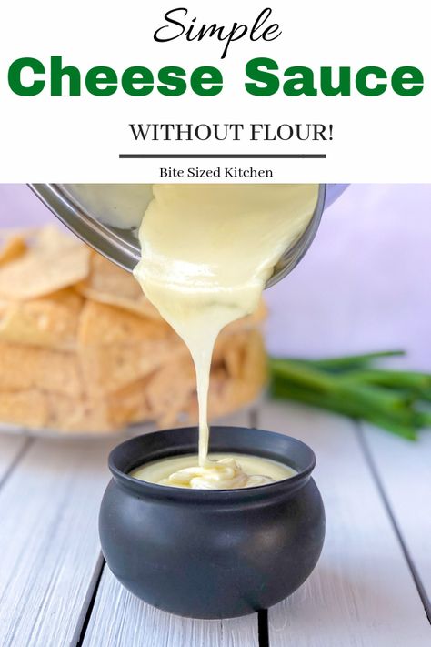 An easy and creamy white cheese sauce recipe WITHOUT flour! Perfect for nachos or dipping for pretzels or fries. Homemade and no flour! #cheesesauce #easysauce #whitesauce #noflour #dippingsauce #nachocheese Cream Cheese Cheese Sauce, White Nacho Cheese Sauce, Quick Cheese Sauce, White Cheese Sauce For Nachos, Cheese Sauce Without Flour, How To Make Cheese Sauce For Fries, Cheese Sauce No Flour, White Cheese Sauce For Fries, Cheese Sauce For Fries