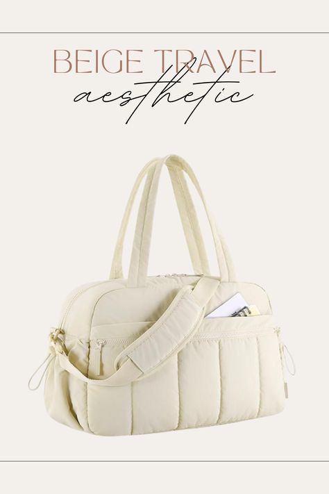 Beige puffer quilted carry-on duffle bag
https://amzn.to/3ypJzqz Duffle Bag Aesthetic, Beige Puffer, Weekender Bags, Bag For Travel, Workout Bags, Aesthetic Travel, Bags Aesthetic, Travel Duffel, Duffel Bag Travel