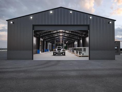 Modern Workshop Design, Industrial Warehouse Design Exterior, Industrial Shed Design, Small Factory Design, Warehouse Aesthetic, Shop Building Ideas, Ensuite Layout, Warehouse Renovation, Bunker Home