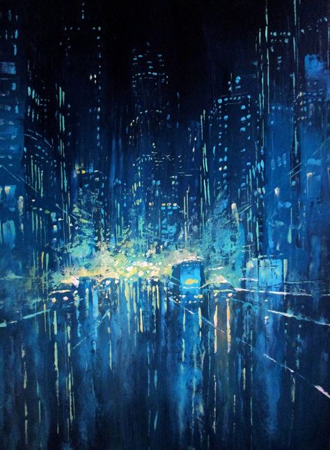 Cyberpunk Painting, Vaporwave Poster, Style Cyberpunk, City Pics, Simple Oil Painting, New York Painting, Art Cyberpunk, Painting Night, Neon City