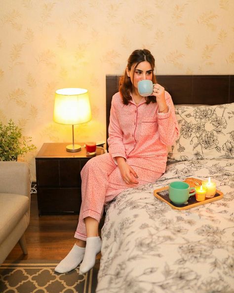 Aaniat Khalid, Nighty Night Dress, Nighty Dress, Aesthetic Dpz, Pyjama Trend, Night Suit For Women, Indian Bedroom Decor, Indian Bedroom, Cute Pajama