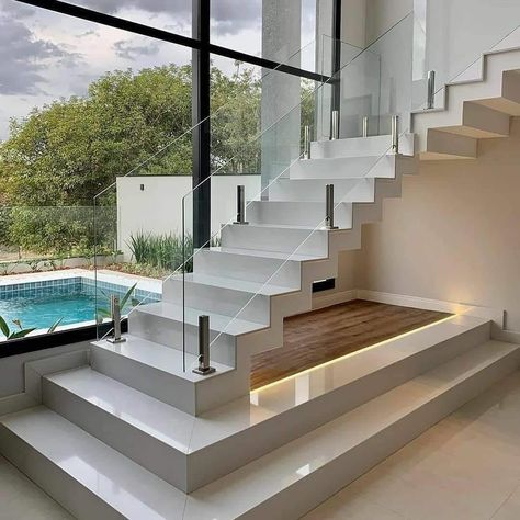 Living Room With Stairs Ideas, Stair House Design, Stairs Design Modern Interiors, Home Stairs Design Interiors, Modern House Staircase, Modern House Stairs, Stairs In House, House Stairs Design, Living Room With Stairs