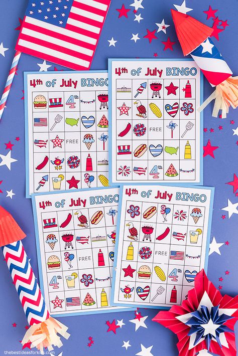 Printable 4th of July Bingo Cards 4th Of July Bingo Printable Free, Bingo For Kindergarten, Bingo Printable Free, Bingo Free Printable, Easter Bingo, Free Printable Bingo Cards, Halloween Bingo, Christmas Bingo, Bingo Cards Printable