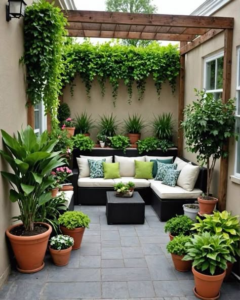 Design Per Patio, Kolam Koi, Small Patio Decor, Patio Garden Ideas, Terrace Garden Design, Small Patio Garden, Ideas Para La Casa, Vertical Gardens, Patio Interior