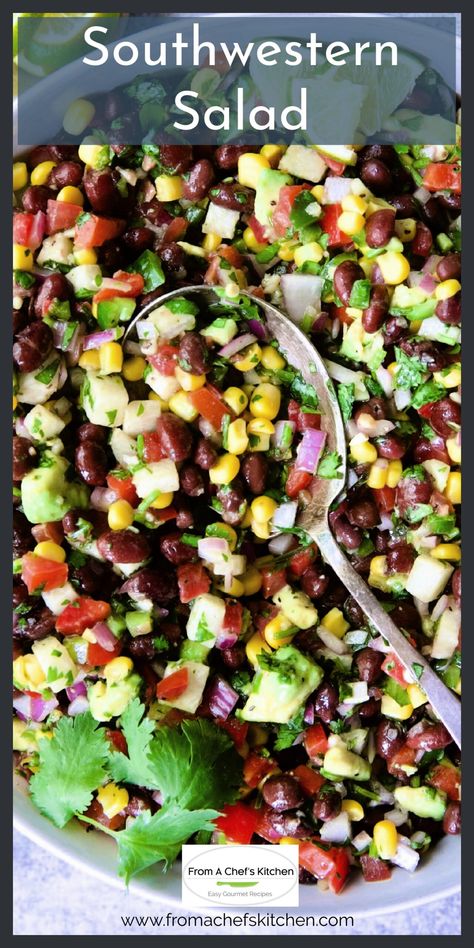 Southwestern Salad Recipes, Southwest Salad Recipe, Corn And Bean Salad, Mexican Bean Salad, Black Bean Corn Salad, Southwestern Salad, Bell Pepper Salad, Southwest Salad, Black Beans Corn