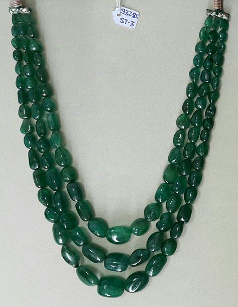 NATURAL EMERALD TUMBLES FOR SELL Emerald Mala, Emerald Beads Mala, Emerald Chain, Simple Beaded Necklaces, Gold Temple Jewellery, Bathroom Plans, Diamond Earrings Design, Beads Mala, Pearl Jewelry Design