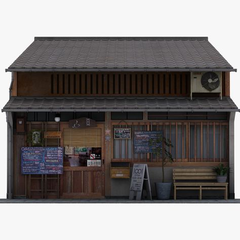 Japanese Restaurant Exterior, Japanese Coffee Shop, Japanese Restaurant Design, Japanese Cafe, Japanese Coffee, Cafe Exterior, Restaurant Exterior, Traditional Japanese House, Building Illustration