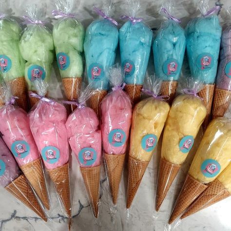 Cotton Candy Table Decor, Cotton Candy Treats Party Favors, Cotton Candy Dessert Table, Cotton Candy Balls, Cotton Candy Ideas To Sell, Cotton Candy Ice Cream Cones, Cone Party Favors, Carnival Trunk, Cotton Candy Treats