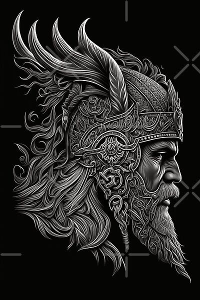 Thor Design, Viking Drawings, Viking Gods, Thor Tattoo, Viking Warrior Tattoos, Norse Mythology Tattoo, Viking Head, Thor Art, Vikings Tattoo