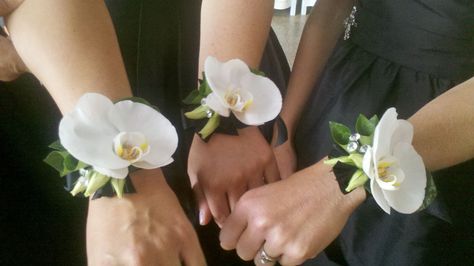 orchid wrist corsage - Google Search Tropical Flower Corsage, Orchid Corsage Wedding, Tropical Wrist Corsage, Orchid Corsage Prom, Orchid Corsage And Boutonniere, Corsage Orchid, Corsage Wedding Mother, Orchid Wrist Corsage, Corsage Bridesmaid