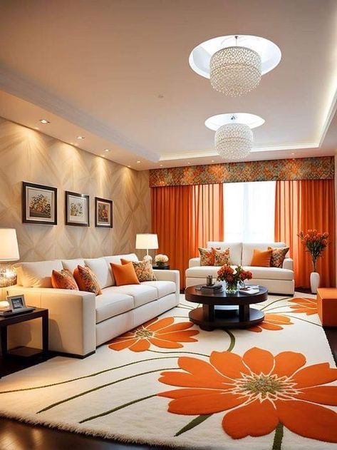 Elegant Living Room Furniture, Elegant Living Room Decor, Latest Living Room Designs, Living Room Orange, Living Room Decor Colors, Pinterest Room Decor, Colourful Living Room, Living Room Decor Cozy, Modern Tv