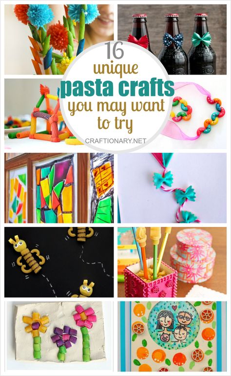 Unique pasta crafts for adults and kids Simple Art Projects For Kids, Macaroni Art, Macaroni Crafts, Kids Diy Ideas, Pasta Crafts, Sea Animal Crafts, Unique Pasta, Simple Art Projects, Easy Craft Ideas For Kids