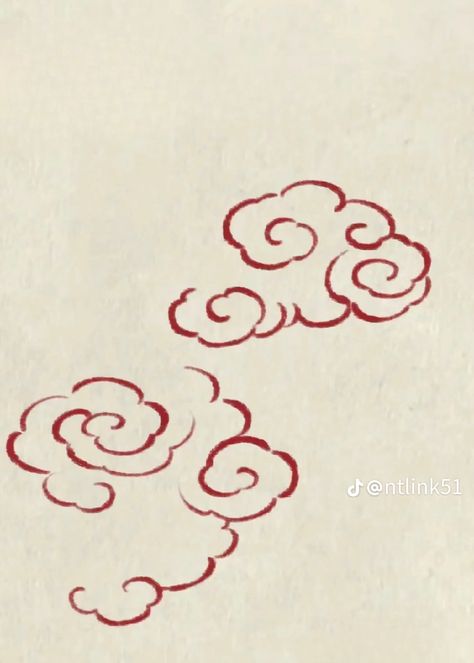 Japanese Traditional Clouds, Tibetan Art Drawing, Japanese Cloud Design, Chinese Cloud Drawing, Chinese Cloud Illustration, Woodcut Clouds, Japanese Clouds Illustration, Japan Cloud Tattoo, Japanese Clouds Design