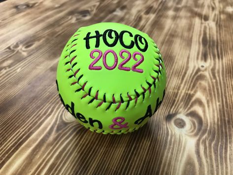 Homecoming Proposal Ideas Softball, Softball Homecoming Proposals, Softball Hoco Proposals, Custom Softball, Baseball Balls, Hoco Proposals, Hoco Proposals Ideas, Softball Players, Prom Proposal