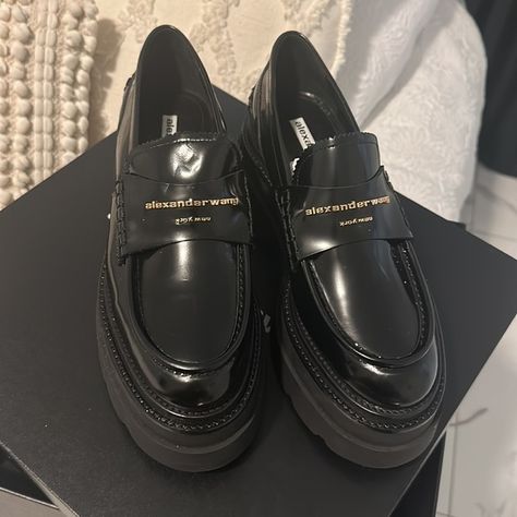 Brand New Alexander Wang Black Patent Loafers, Black Ruby, Alexander Wang Shoes, Patent Loafers, Studded Loafers, Buckle Loafers, Espadrille Sneakers, Chunky Loafers, Pointy Toe Flats