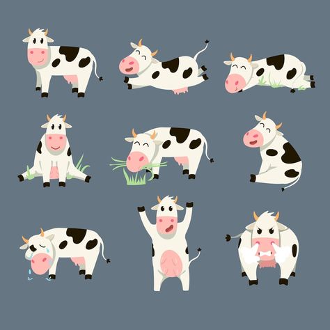 Cow Cartoon Drawing, Cow Cartoon Images, Spotted Cow, Colorful Animal Paintings, Sweet Cow, Cow Vector, Cow Illustration, Cow Drawing