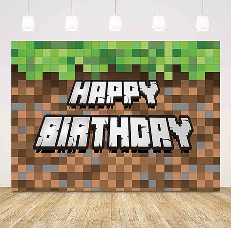 Amazon.com : 7x5ft Pixel Happy Birthday Backdrop for Video Game Family Birthday Party Supplies Decorations Mining Dirt Block Banner Pixel Miner Birthday Banner Photography Background : Electronics Banner Photography, Family Birthday Party, Happy Birthday Backdrop, Family Birthday, Birthday Backdrop, Birthday Party Supplies, The Block, Birthday Banner, Video Game