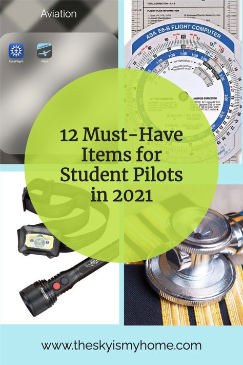 Starting flight training can be overwhelming. You need all kinds of supplies but you don't even know where to start. Check out this list of items for student pilots from The Sky Is My Home! | Flight Training Supplies | Must-haves for student pilots | Needed for flight training Ground School Pilot, Flight School Aesthetic, Pilot Essentials, Student Pilot Training, Pilot Lessons, Pilot Aesthetic, Pilot Life, Pilot Study, Fly Baby