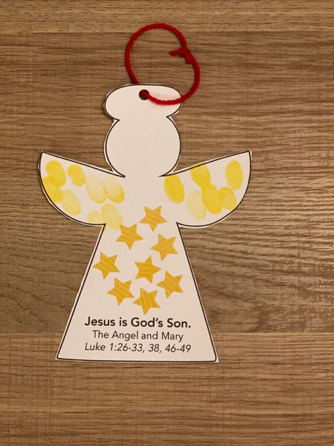 Jesus Ornaments Diy Kids, Shepherd Ornament For Kids, Preschool Christmas Angel Crafts, Cross Ornaments For Kids, Toddler Christian Christmas Crafts, Angel Preschool Craft Christmas, Angel Activities For Preschoolers, Preschool Angel Ornament, Sunday School Christmas Crafts Preschool